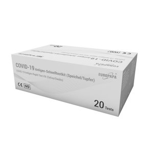 EUROPAPA COVID-19 Corona Antigen Kviktest - Kombi til Nsepodning eller Spyttest (20 test)