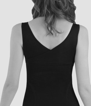 SANKOM Classic Holdningskorrigerende Top med indbygget BH | Sort med blonder